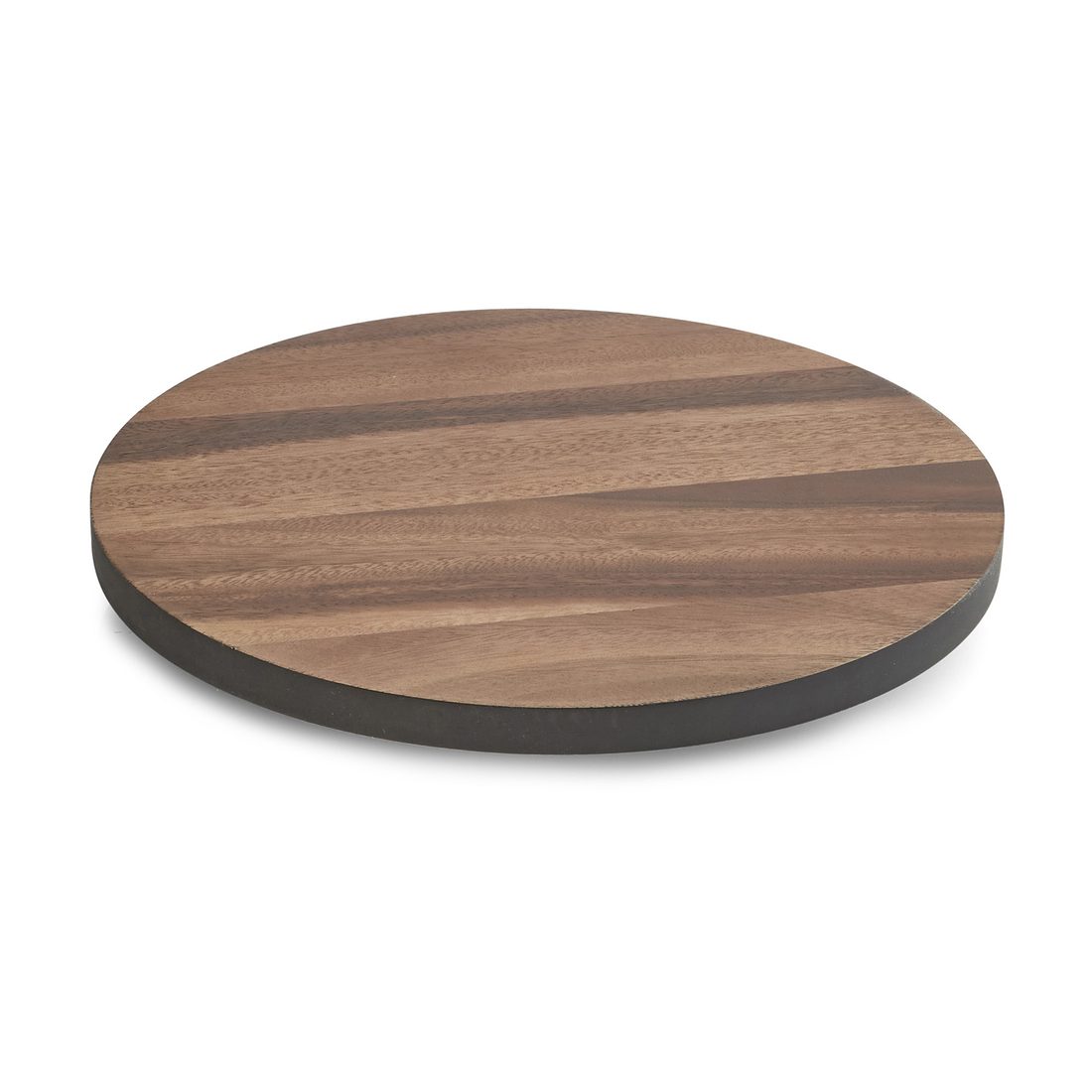Commercial acacia lazy susan with black rim, 14 inch