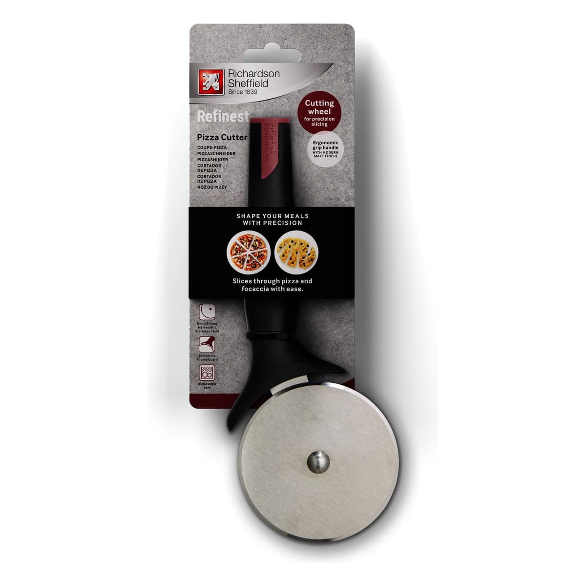 Refinest Pizza cutter on hanging card
